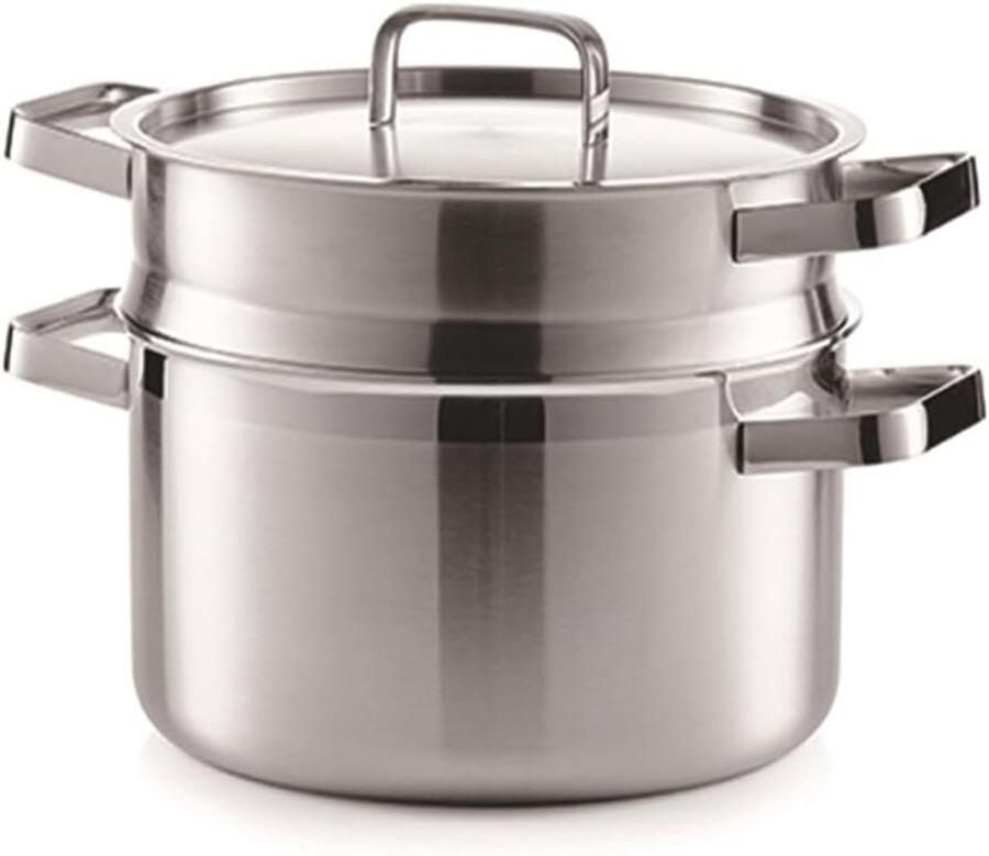Stoompan Dubbele Laag Kookpan Stomer Gezond Koken Roestvrij Staal 24 cm Zilverkleurig