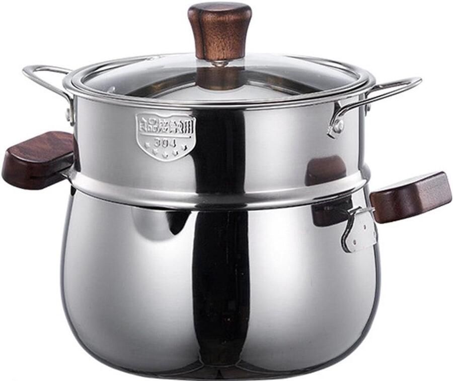 Stoompan Dubbele Laag Roestvrij staal Efficiënt Koken Gelijke Warmteverdeling 24.5 x 20.4 cm Zilver