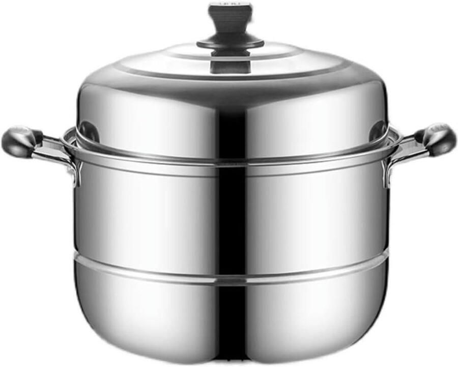 Stoompan Dubbele stomer Gezond Koken Roestvrij staal 26 cm Zilver