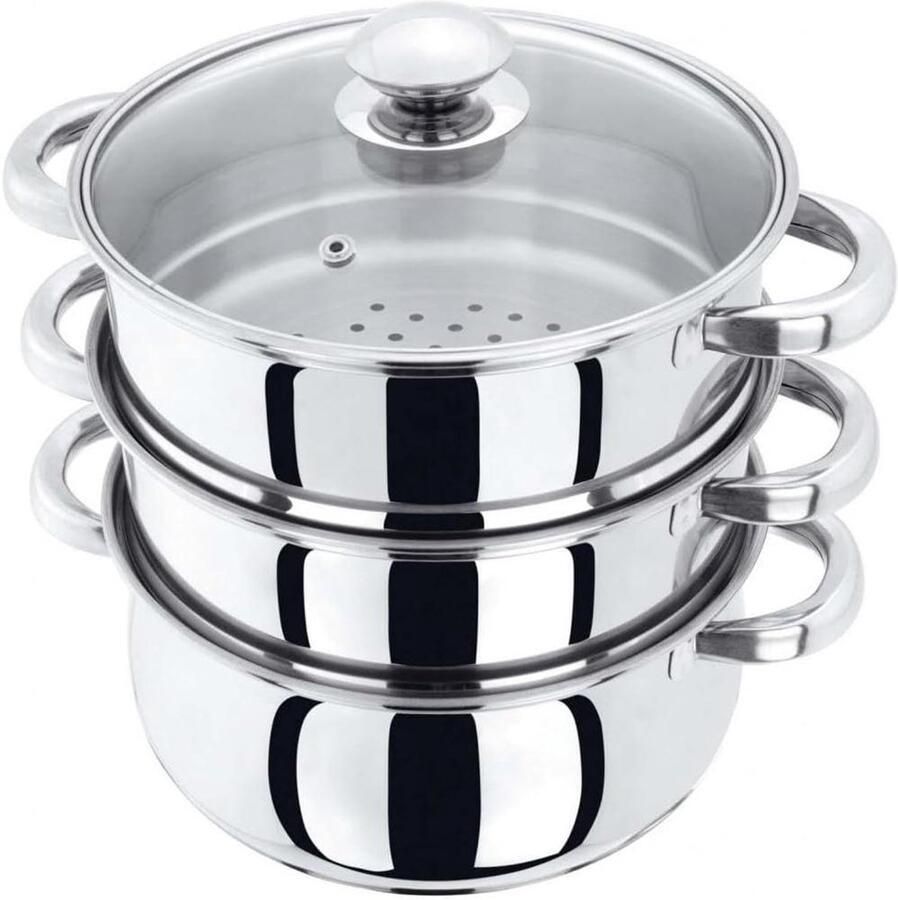 Stoompan Dubbele stoompan Gezond Koken Roestvrij Staal 20 cm Zilverkleurig