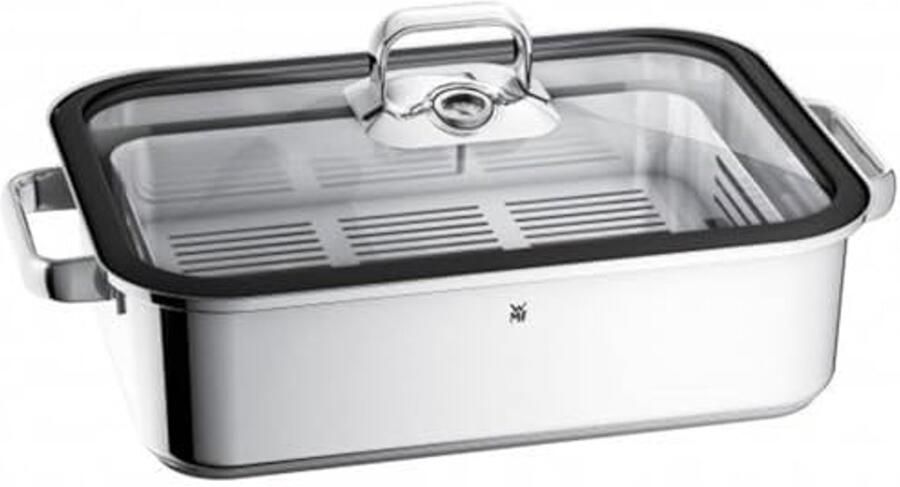 Stoompan en Kookpan 6 5L met Glasdeksel Afneembare Thermometer Ovenbestendig tot 180° Hoogwaardige RVS Kookgerei voor Inductie en Meer