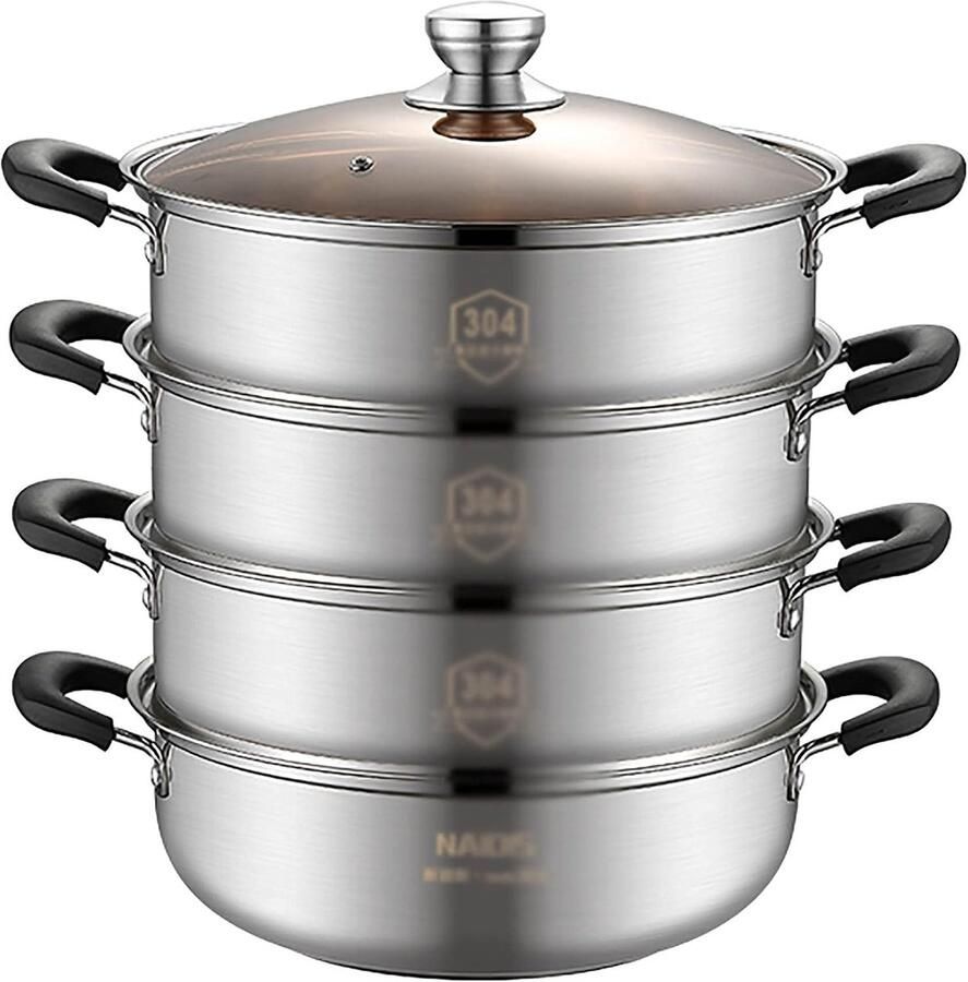 Stoompan Hete pot Maaltijden bereiden Verhoogd stoomrooster 28cm Zilver