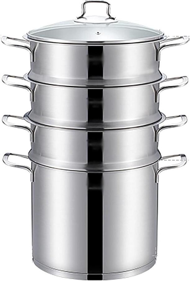 Stoompan Huishoudelijk Verdikt Staal Gezond Koken 304 Roestvrij Staal 24cm Diameter Zilverkleurig