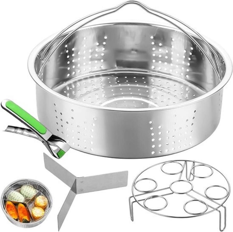 Stoompan inzet Stoommand RVS Gezond Koken Stapelbaar Dubbel 4-delig Zilver
