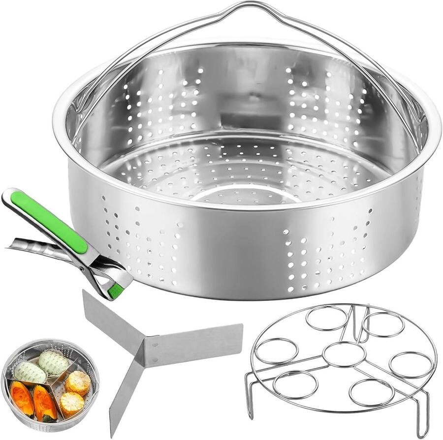 Stoompan inzet Stoommand RVS Gezond Koken Stapelbaar Dubbel 4-delig Zilver