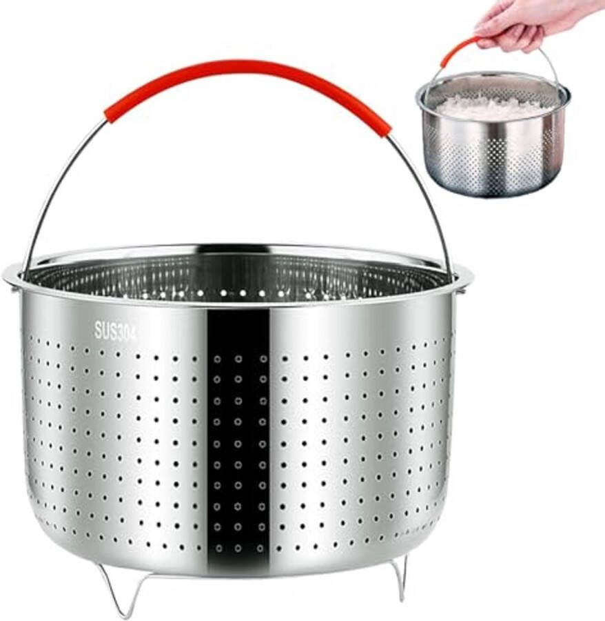 Stoompan Inzetstuk 3L RVS Stoommand met Siliconen Handgreep Voor Groenten en Eieren