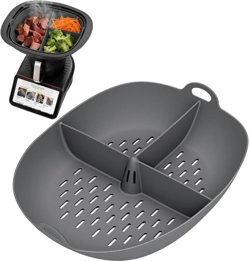 Stoompan Inzetstuk Siliconen Bakvorm Gezond Koken Drie Partities 17.9 x 16.5 cm Grijs