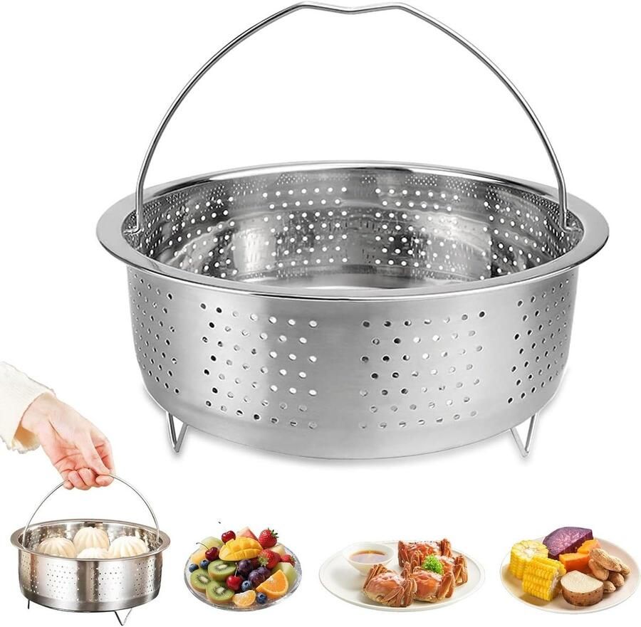 Stoompan inzetstuk Zeef voor pot Gezond koken Voedselveilig staal 22 cm Zilverkleurig