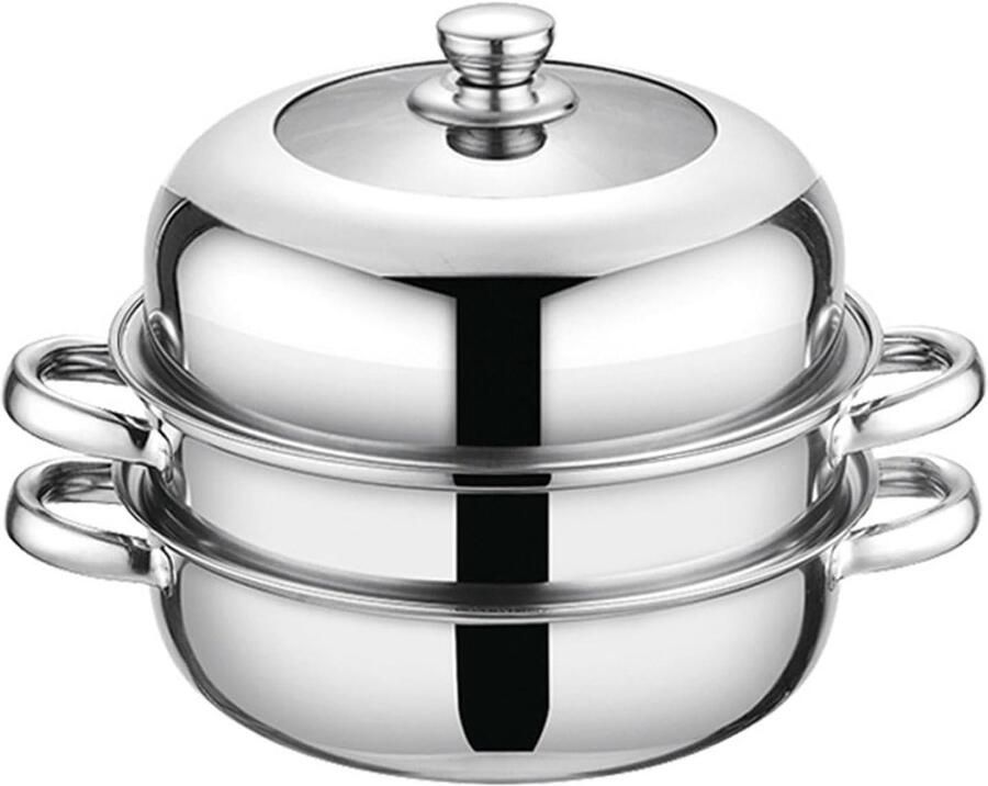 Stoompan Keuken Kookpot Stomer Gezond Koken Roestvrij Staal 3 Verdiepingen Zilver