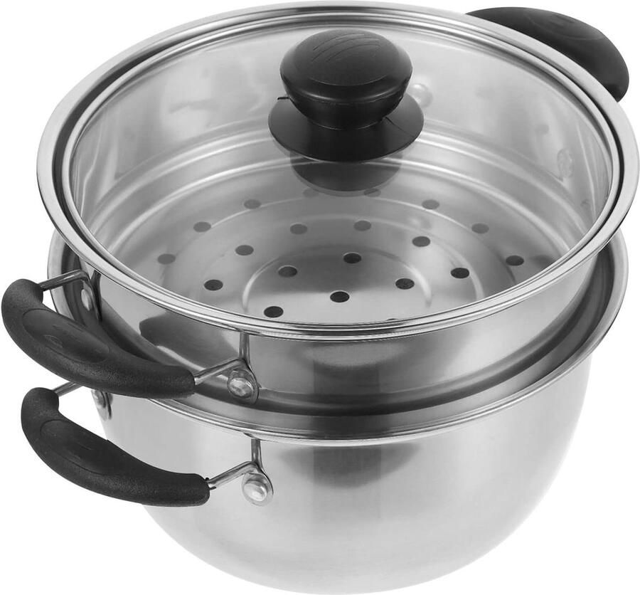 Stoompan Keuken Soeppan Kookpan Gezond Koken Roestvrij Staal 24cm One Color