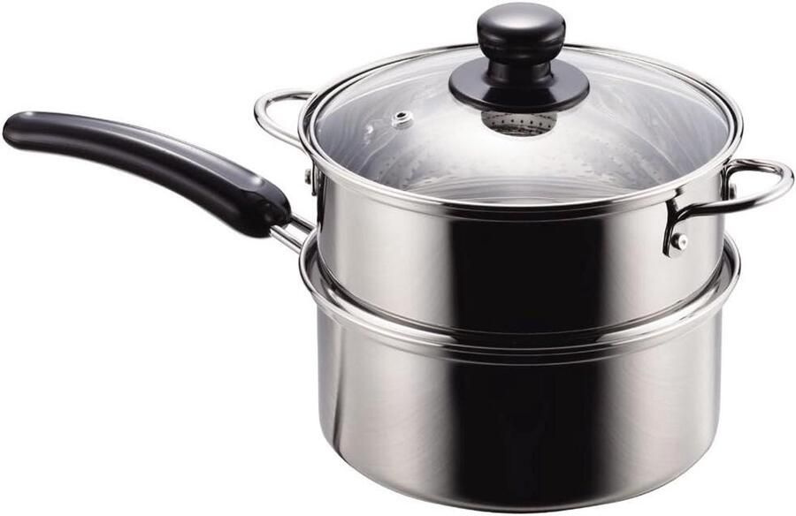 Stoompan Kookpan Gezond Koken Glazen Deksel 18 cm Zilver