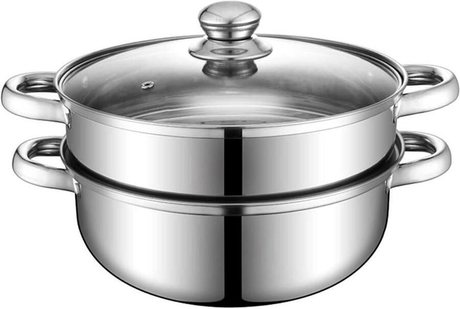 Stoompan Kookpan Gezond Koken Multifunctioneel 28 cm Zilverkleurig