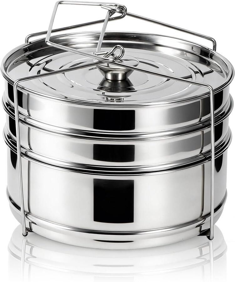 Stoompan Kookpan Stomer Gezond Koken Roestvrij Staal 19 cm Diameter Zilver
