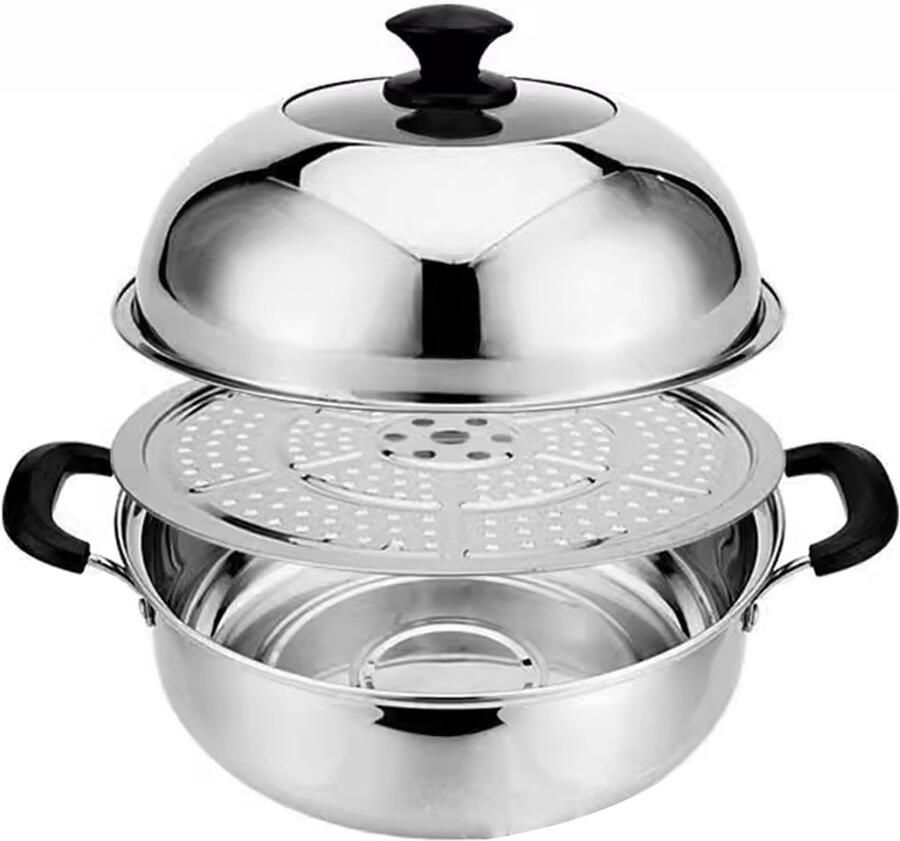 Stoompan Kookpot Gezond Koken Grote Capaciteit Zilver