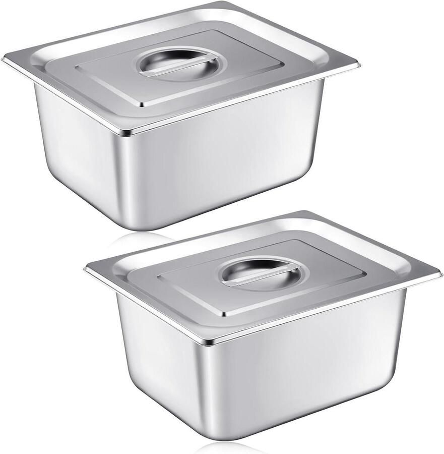 Stoompan met deksel Hotelpan Restaurantpan Buffet Catering Feest Roestvrij Staal 1 2 x 6 inch Zilver