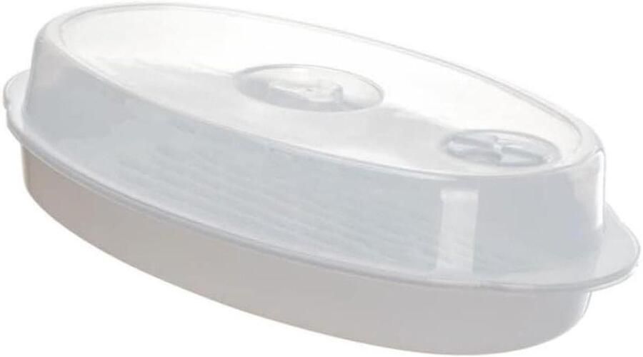Stoompan met deksel Magnetron stomer Gezonde maaltijden bereiden Ventilatie gaten 32.8x18.5x9.5cm Wit