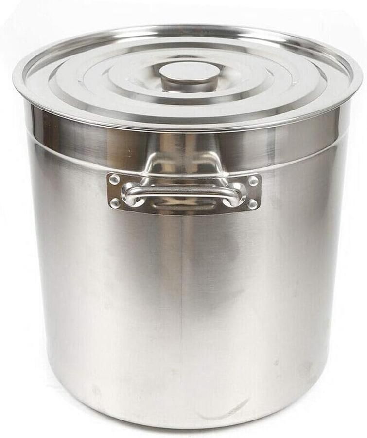 Stoompan met deksel Soeppan kookpan Grote hoeveelheden koken Drielaagse constructie 35 liter inhoud Zilverkleurig