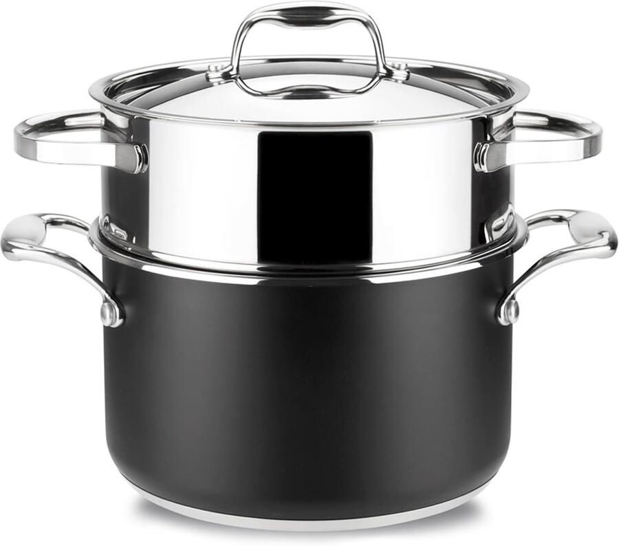 Stoompan RVS Stoomkoker Pan Gezond Koken Thermo-diffusor Bodem 20 cm Diameter Zilverkleurig