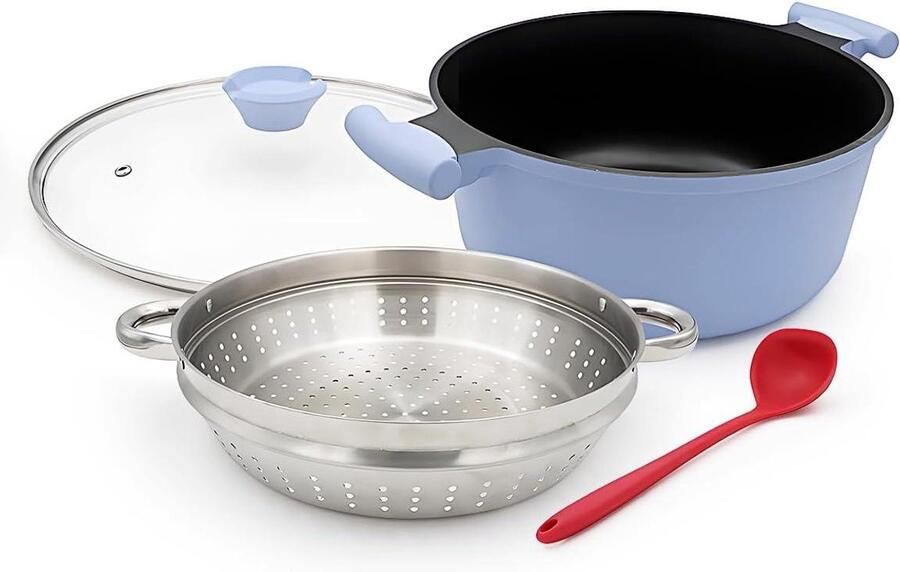 Stoompan met Deksel Voorraadpot Multipots Gezinsmaaltijden Koken PTFE & PFAS-vrij 65 liter Zwart