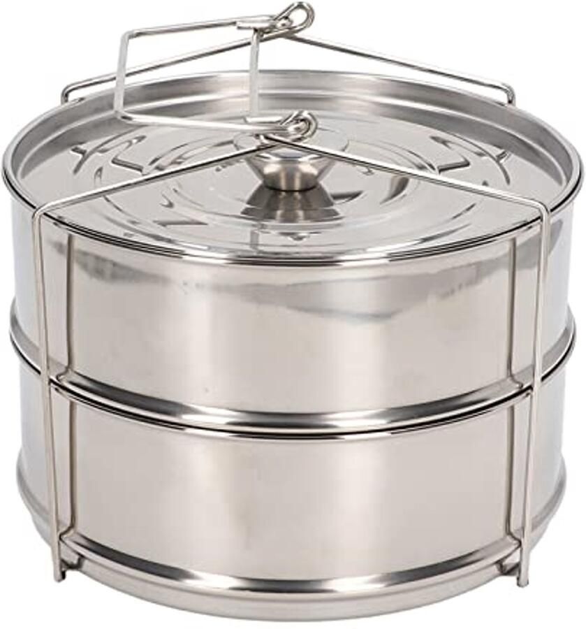 Stoompan met Grote Capaciteit en Deksel Roestvrijstalen 2-laags Stoommand voor Groenten Knoedels en Zeevruchten