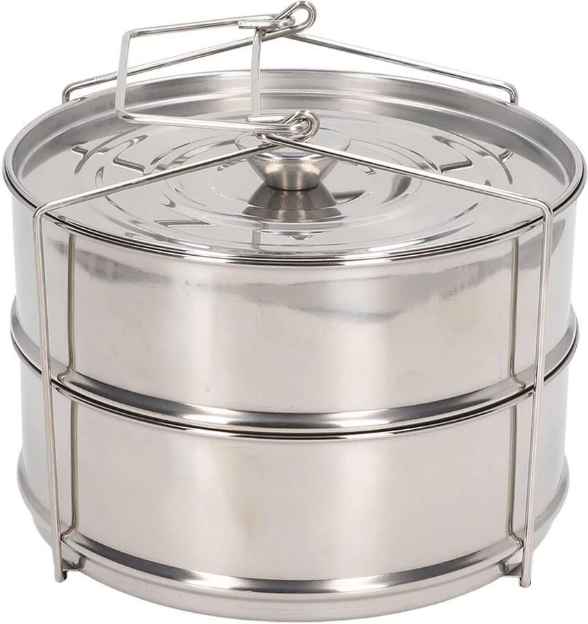 Stoompan met Grote Capaciteit en Deksel Roestvrijstalen 2-laags Stoommand voor Groenten Knoedels en Zeevruchten