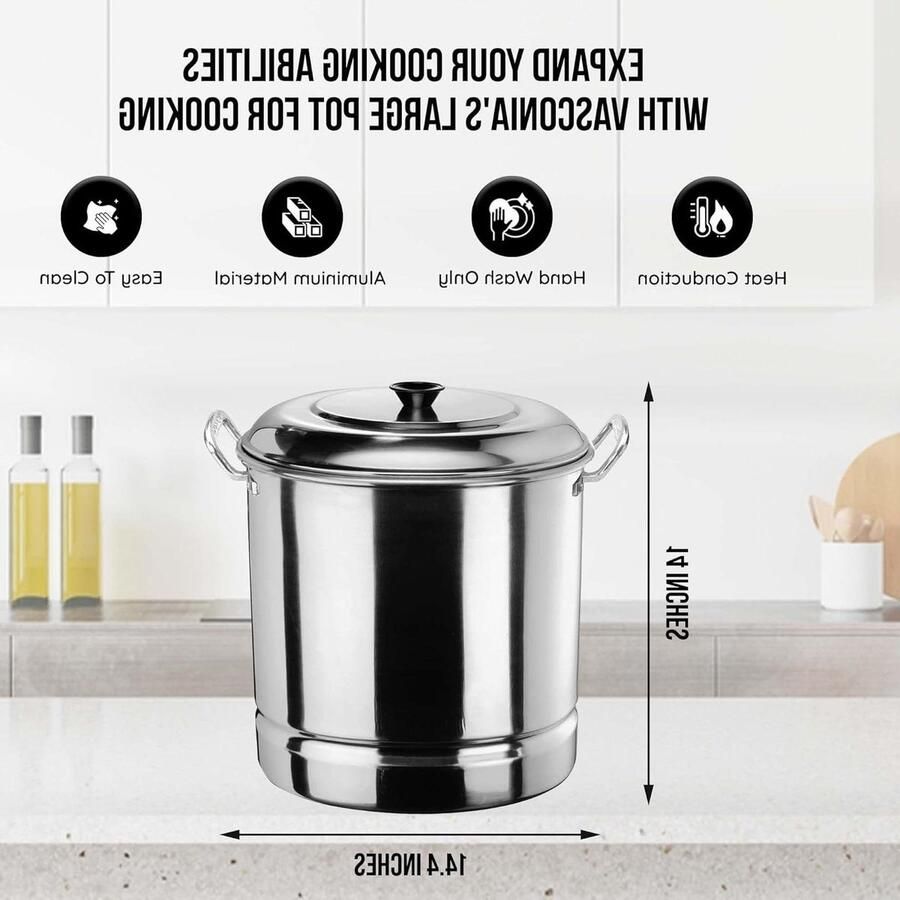 Stoompan met Tray Grote Kookpot Grote Maaltijden Bereiden Gietaluminium Constructie 30 Liter Capaciteit Aluminiumkleur