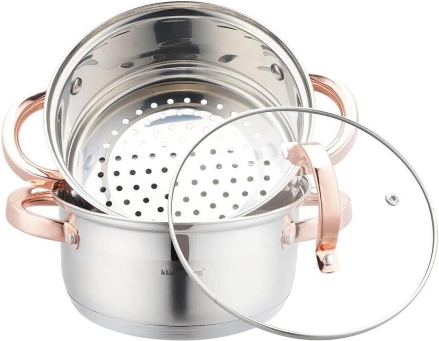 Stoompan Pannenset Stoomkoker Gezond Koken 3-delig 18 cm