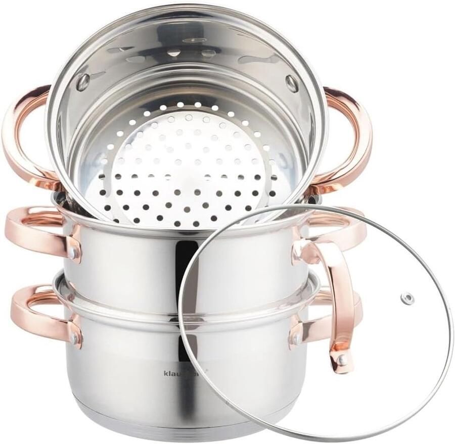 Stoompan Pannenset Stoomkoker Gezond Koken 4-delig 18 cm