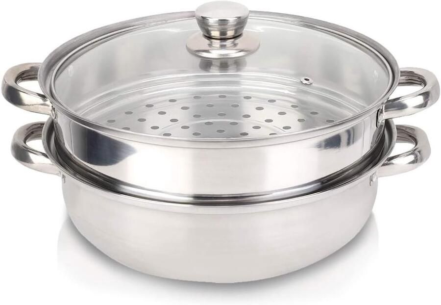 Stoompan Roestvrij Staal Dubbele Ketel Soepkoker Gezond Koken Hoog Thermisch Rendement 27 Cm