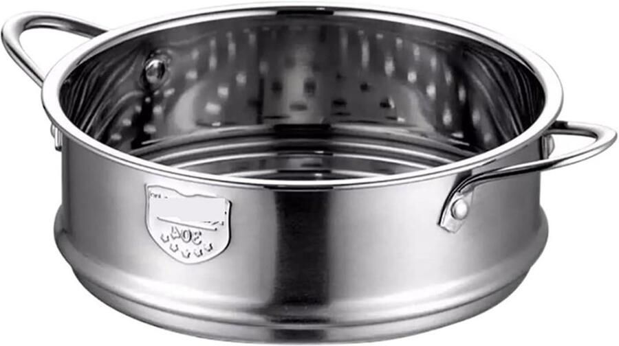 Stoompan Roestvrij Staal Kookpan met stoominzet Gezond Koken Dubbele Handgreep 18 cm Zilver