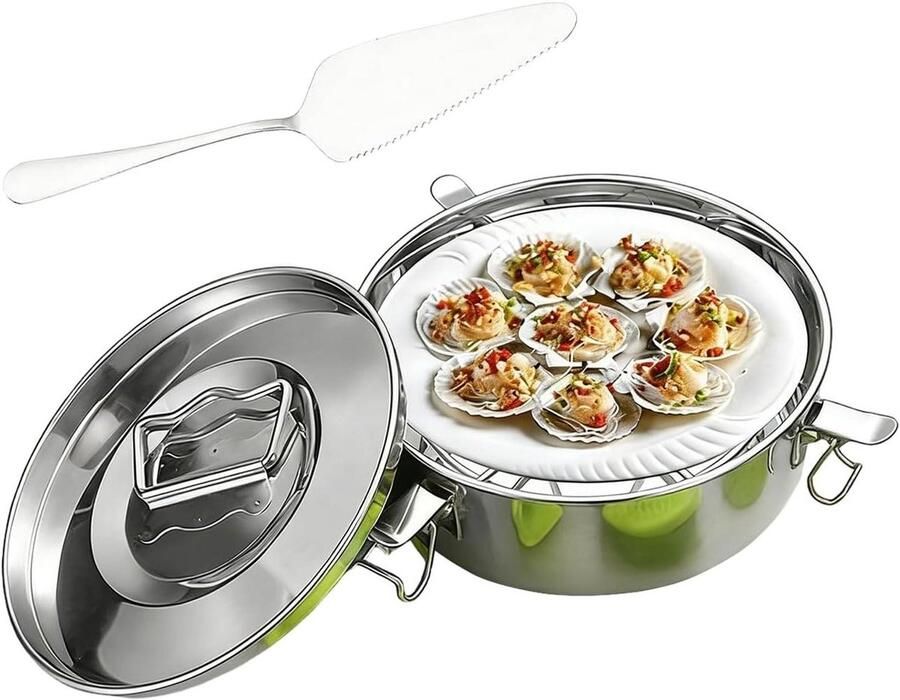 Stoompan Roestvrij Staal Stoominzet Pan Gezond Koken Antiaanbaklaag 19x7.5cm Veelkleurig