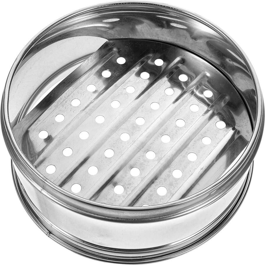 Stoompan Roestvrij Staal Stoommandje Groenten Gezond Koken Verdikt Ontwerp 15.6 cm Zilver