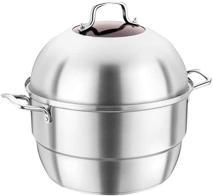 Stoompan roestvrijstalen stoompan inductie rijstkoker stoomsoeppan samengestelde panbodem voor alle soorten fornuizen 28 cm 28Cm