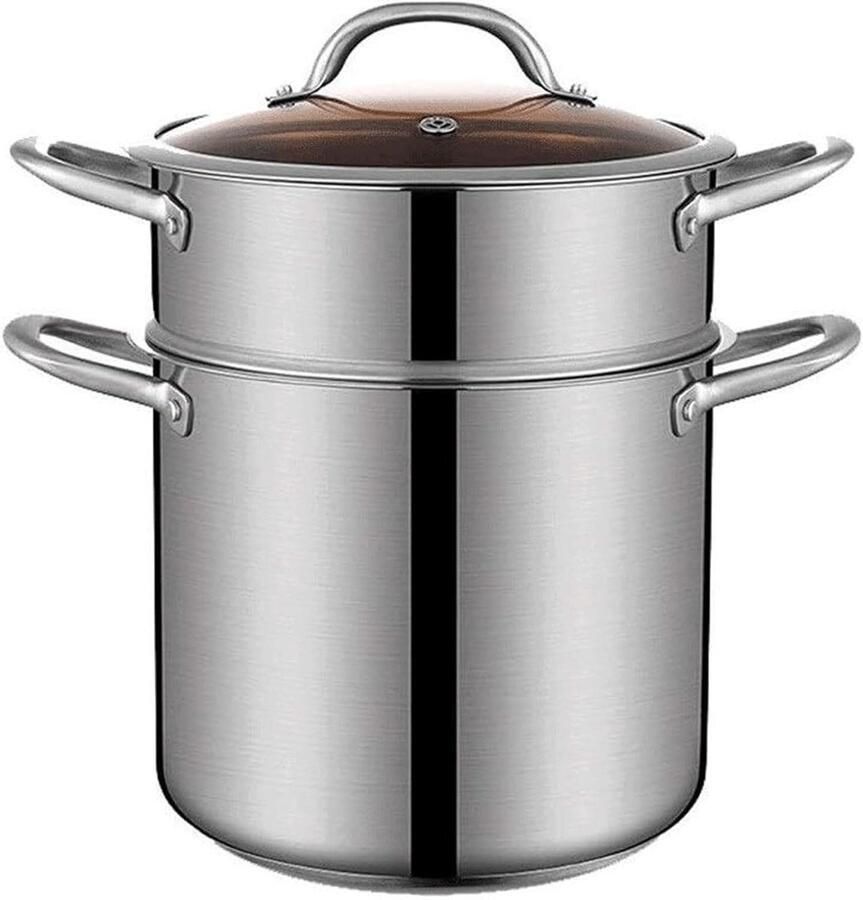 Stoompan RVS Dubbele Boiler Gezond Koken Gelijkmatige Warmte 22cm Zilverkleurig