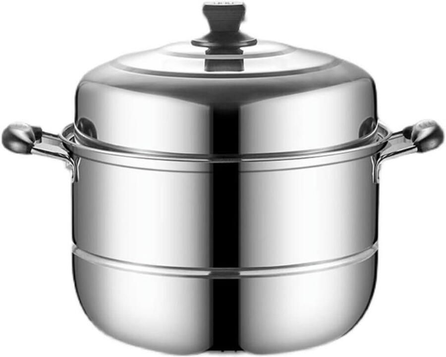 Stoompan RVS Dubbele Stoompan Gezond Koken Dubbele Laag 28 cm Zilver