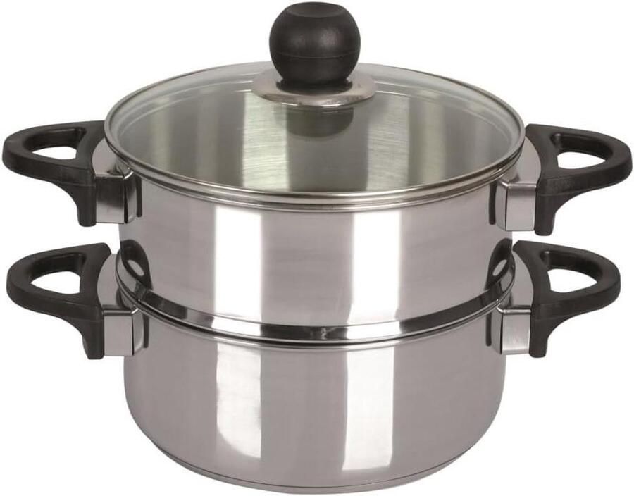 Stoompan RVS Groentestomer Aardappelstomer Gezond Koken Meerlaagse Bodem 15 Liter Zilver