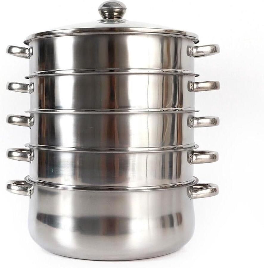Stoompan RVS Kookpan Stomer Gezond Koken 5 Lagen Inductie 26 cm Zilverkleurig