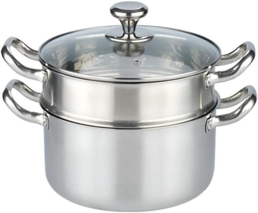Stoompan RVS Kookpan Stomer Gezond Koken Grote Capaciteit 24cm Zilver