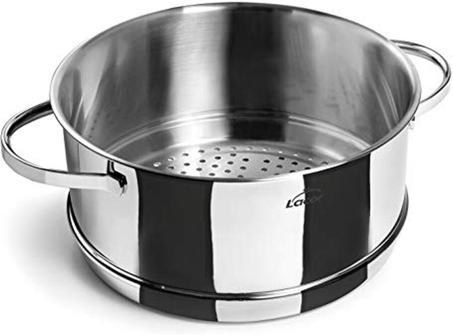 Stoompan RVS Kookpan Stoom Gezond Koken Drielaags Sandwichbodem 28 cm Diameter Zilverkleurig