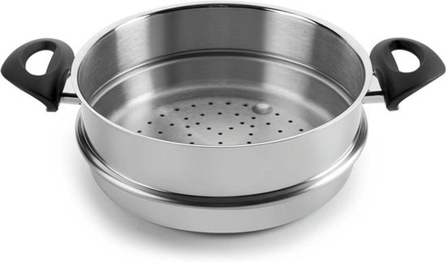 Stoompan RVS Kookpan Stoom Gezond Koken Drievoudige Bodem 20 CM Diameter Zilverkleurig