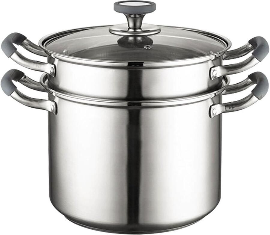 Stoompan RVS Soeppan mand Gezond Koken Gelijkmatige Warmte 24 cm Zilverkleurig