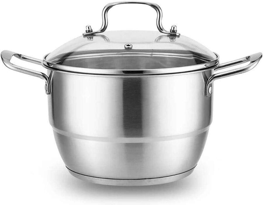 Stoompan RVS Soepstomer Keukengerei Gezond Koken Gelijkmatige Warmte 28 cm Zilver