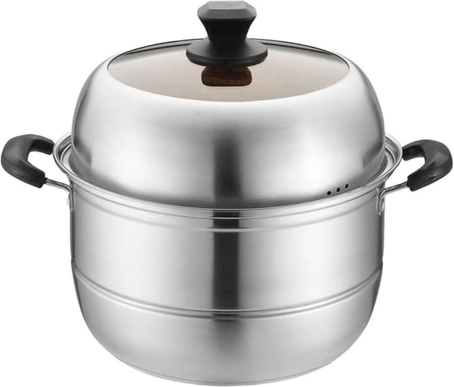 Stoompan RVS Stoomkoker Gezond Koken Extra Dik 28 cm Zilver