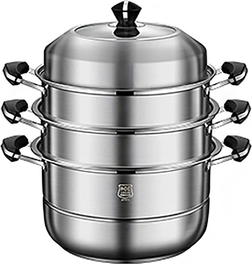 Stoompan RVS Voorraadpot Gezond Koken 4-laags Constructie 36 cm Zilver