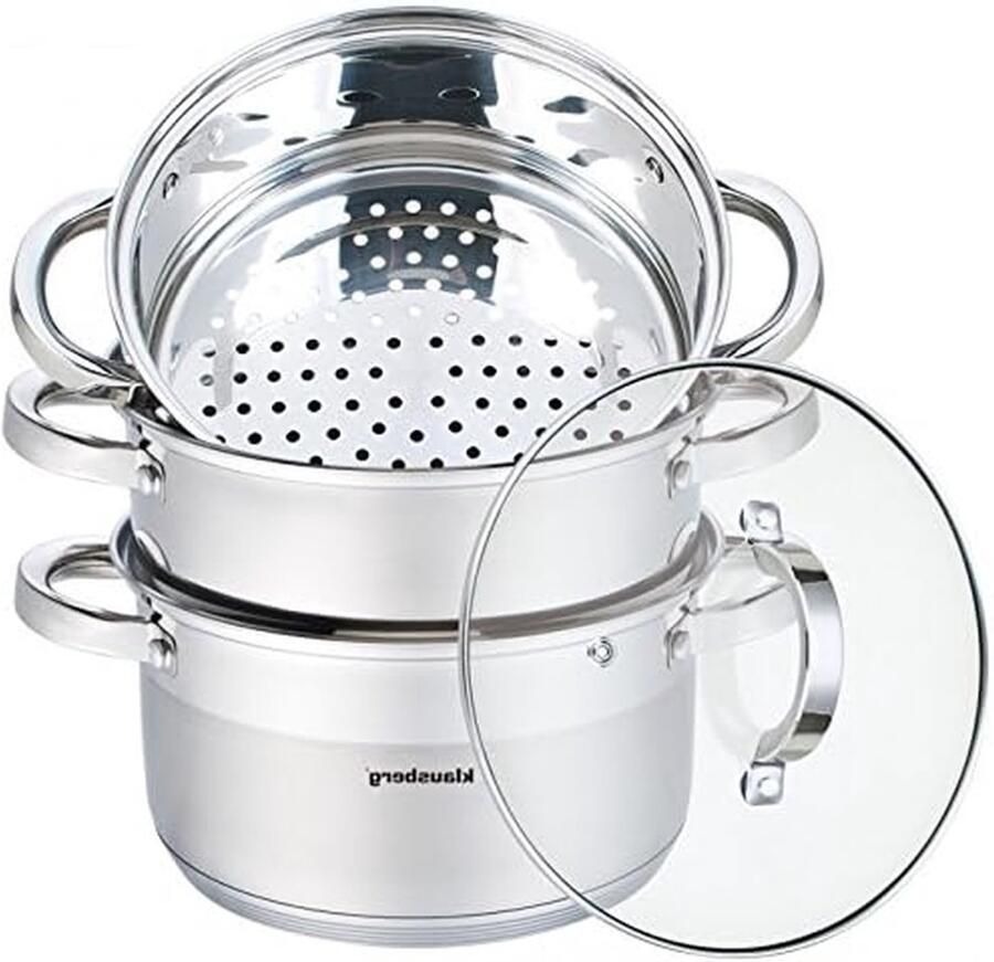 Stoompan Set Gekookt voedsel Gezond koken Roestvrij staal 18 cm Zilver