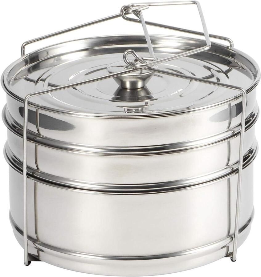 Stoompan Set Kookinzet Gezond Koken Stapelbaar 3 Laags 47x19cm Zilver