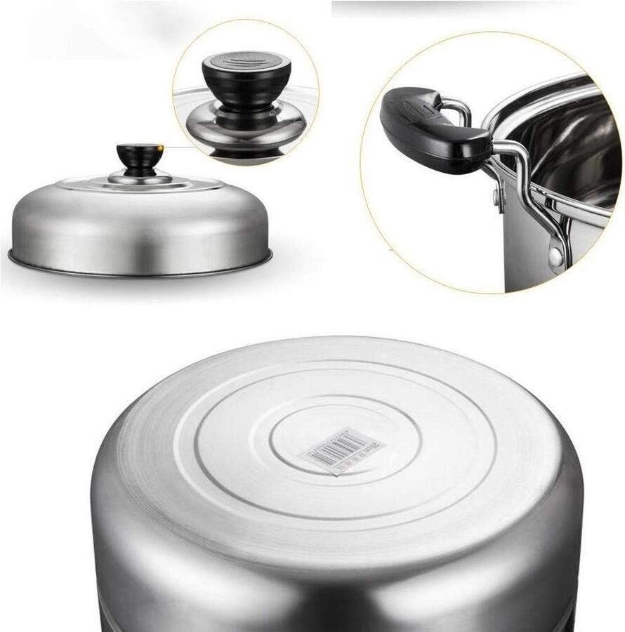 Stoompan Set Kookpan met deksel Gezond Koken Universeel Geschikt 30cm Zilverkleurig