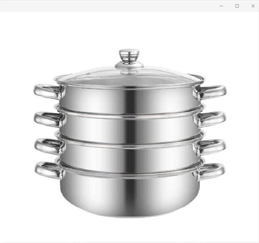 Stoompan Set Kookpan met manden Gezond Koken Meerlaags ontwerp 28 cm Zilverkleurig