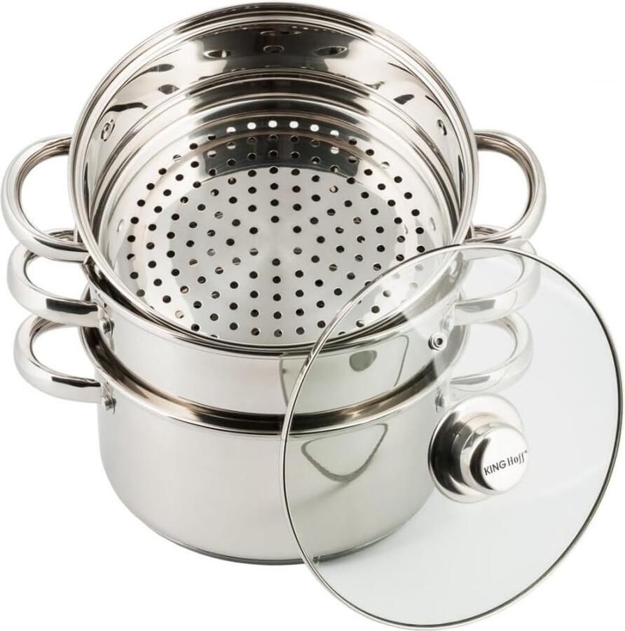 Stoompan Set Kookpan met stoominzet Gezond Koken Roestvrij staal 22 cm