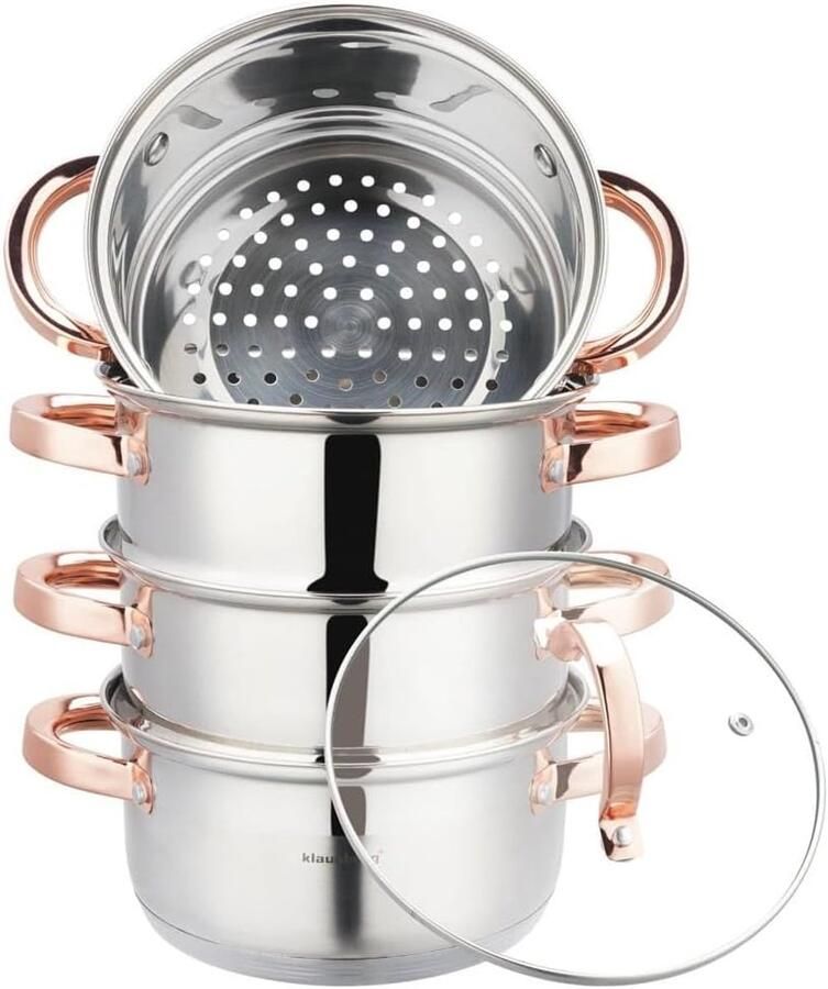 Stoompan Set Kookpan Stoom Gezond Koken Roestvrij Staal 18 cm Diameter